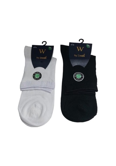 2'li Bambu Yarım Konç Erkek Dikişsiz Çorap Beyaz - Siyah