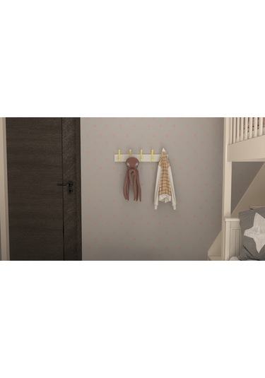 Hepsi3boyutlu Modern Duvar Kapı Askılık - 5 Adet Sarı Askılık Sarı