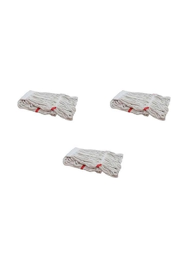 Cod-Ex Geniş Islak Mop Paspas Başlığı Püskül Pamuklu Beyaz 3’lü 500 G 25 CM
