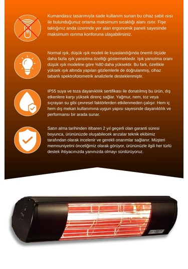 Aqua 2000 Watt Gsa20 Kumandasız Suya Dayanıklı Elektrikli Isıtıcı