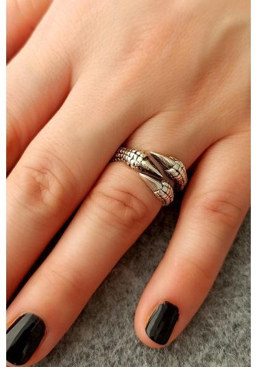 3 Tırnaklı Pençe Şekilli Kadın & Erkek Yüzük Gümüş Kaplama Ayarlanabilir El Yapımı Unisex Yüzük