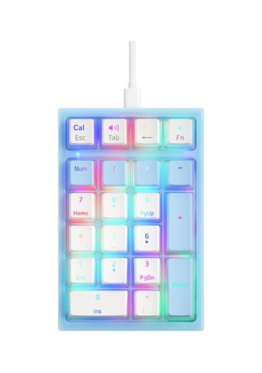 İblancod K10 21 Tuş Kablolu Mekanik Sayısal Klavye Rgb Arka Aydınlatma Efekti Mekanik Sarı Anahtarlar Puding Tuş Başlıkları Mavi