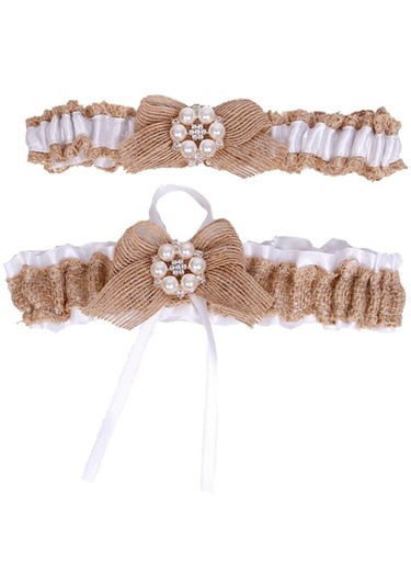 Dolıty 2 Parça Bayan Dantel Çiçekli Bacak Jartiyer Kahverengi Kahverengi