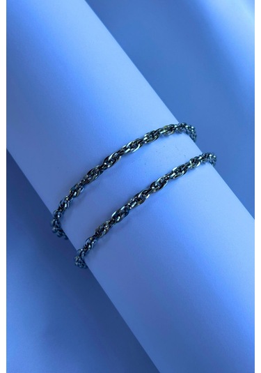 El İşçiliği Paslanmaz Çelik Zincir Erkek Kolye Gümüş