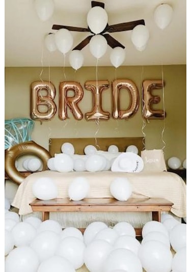 Rosegold Renkli Bride 100 Cm Büyük Boy Folyo Balon Seti