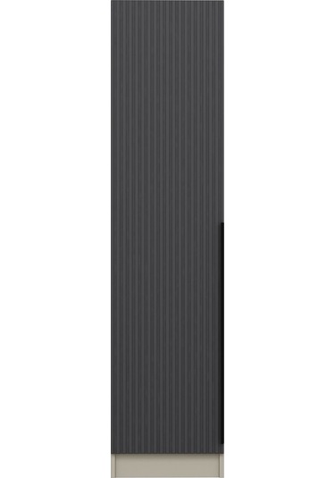 Minar Kale 1 Kapaklı Dolap Çizgili Mebran 210cm - Kumtaşı/antrasit - Raflı Çok Renkli