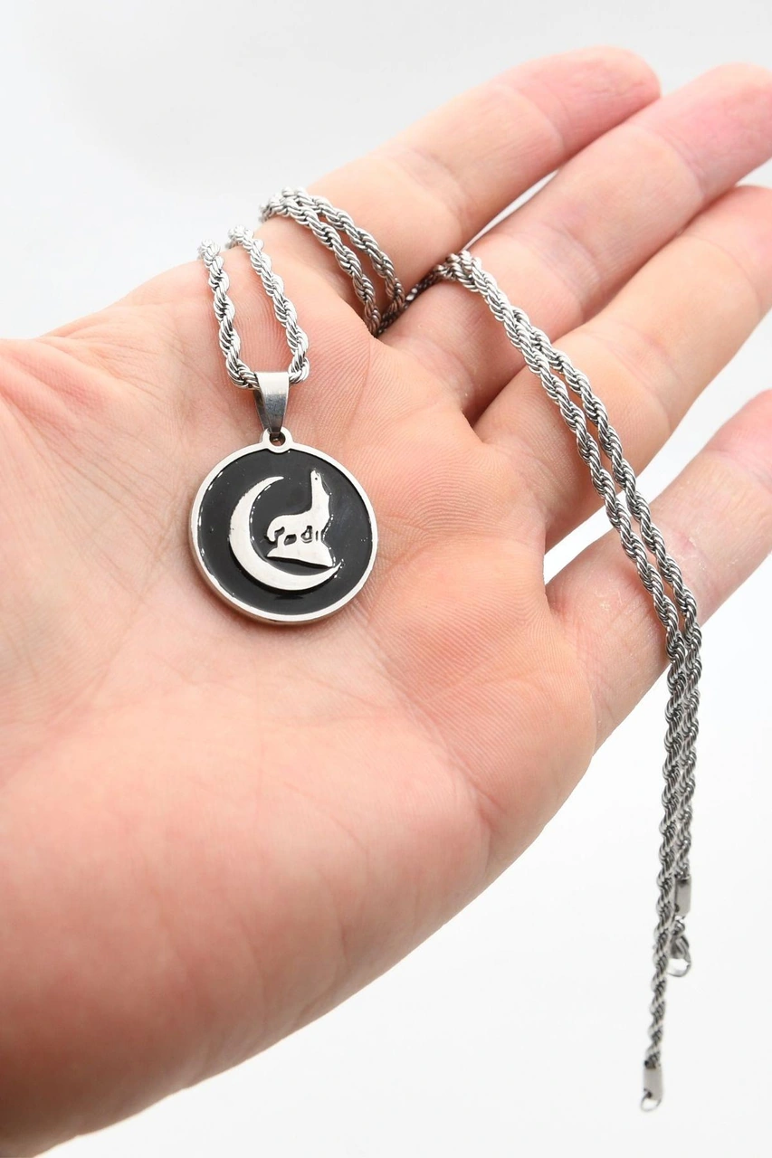 Bozkurt - Kurt Figürlü Kolye Paslanmaz Çelik Zincir 3mm 902302 Gümüş