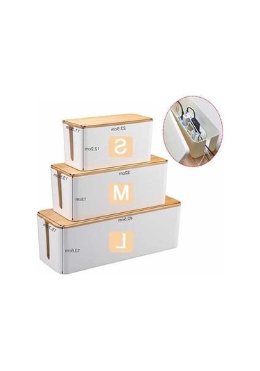 Pazly Ahşap Kablo Organizatörü - Toz Geçirmez Güç Kaynağı Kutusu - Şarj Cihazı Saklama Kutusu Wbl L - Kablo Yönetimi