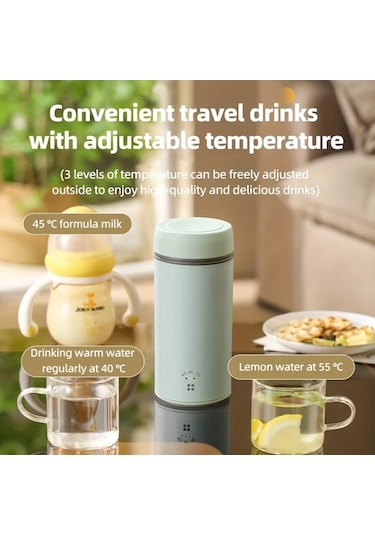 Elmpaly Kayısı Desenli Type-c Şarjlı Kapaklı Paslanmaz Çelik Termos