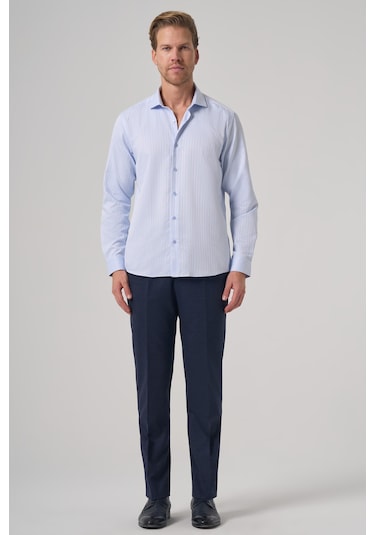 Morven Erkek A. Mavi Trend Slim Fit İtalyan Yaka Gömlek 25mc004068311 A. Mavi A. Mavi