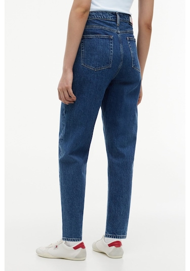 Tommy Hilfiger 90'lar Tarzı Yüksek Bel Dar Paça Mom Jean Bj4133-16255 Mavi