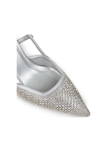 Deery Kadın Taş Detaylı Gümüş Renk Slingback Stiletto - Rd140zgmsm01 Gümüş