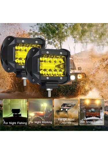 Xuweiwei 2pcs 4 Inç Kehribar Sarı Led Çalışma Lambaları Araç Kamyon Motosiklet Tekne Yüksek Parlaklık