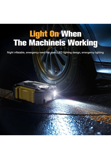 Xuweiwei Portable Air Compressor Carsun 1set Araba Oto Motosiklet Bisiklet Için 12v Dc Led Işıklı Siyah