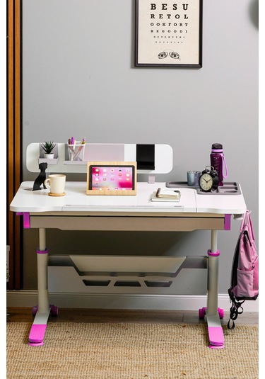 Sirius Standart Yükseklik Ve Eğim Ayarlı Çekmeceli Bilgisayar, Ofis Ve Çalışma Masası Ekru Fuşya Gri Sirius Standart Yükseklik Ve Eğim Ayarlı Çekmeceli Bilgisayar, Ofis Ve Çalışma Masası Ekru Fuşya Gri