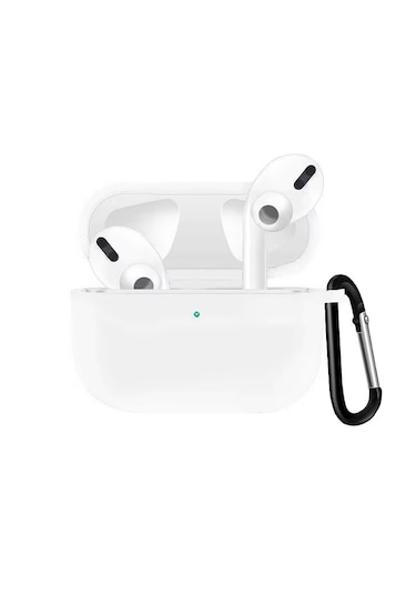 Airpods Pro 3 2025 Uyumlu Mat Silikon Kılıf 1 Kalite +kanca Beyaz