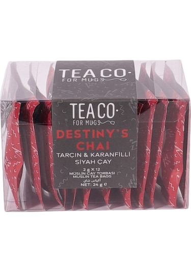 Tea Co. Destiny's Chai Tarçın & Karanfilli Siyah Çay Müslin Torba 12 x 2 G
