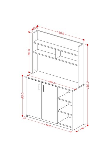 %100 Mdflam Kahve Köşesi Çok Amaçlı Mutfak Dolabı Kahve02 Beyaz Beyaz