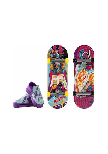 Hot Wheels Skate Retro Temalı İkili Parmak Kaykay Ve Ayakkabı Paketleri Hxl17-hxl19 Renkli