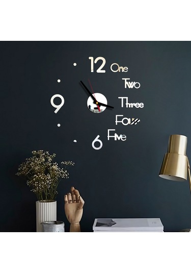 Teltree Akrilik 3d Sessiz Duvar Saati - Otomatik Yapıştırıcı, Modern Tasarım, Ev/ofis Uygun, Gümüş Renk Renkli