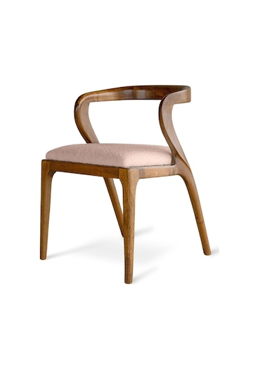 Akrep Krem Kumaş Ceviz Ahşap Sandalye