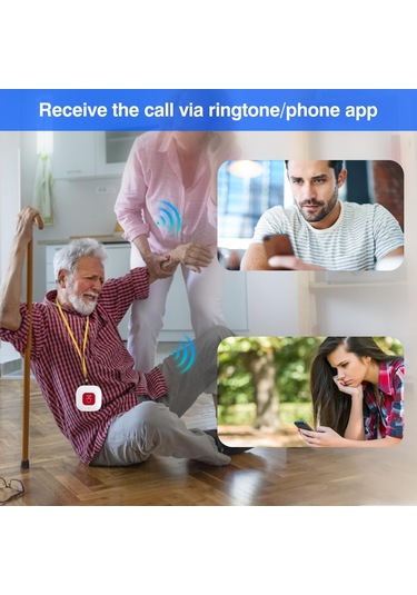 Hangfox Yaşlılar İçin Tuya Sos Acil Çağrı Sistemi - 1 Alıcı + 2 Buton, Wifi Uyarı, Sesli İpucu, Akıllı Hayat App Uyumlu 2.4ghz Wi-fi