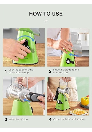 Peynir Rendesi, 3 Tamburlu Bıçaklı Sebze Rendesi, Daha Hızlı Ve Kolay Kesme İçin Mutfak Rendesi, Yeşil Peynir İçin İdeal Sebze Kesici Diğer