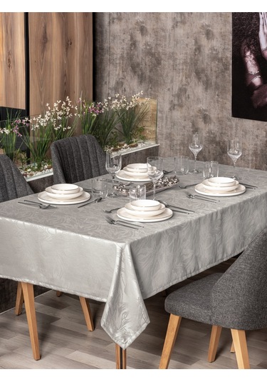 Cotton Box Jakarlı Dertsiz Masa Örtüsü Lavinia Gri 155x220