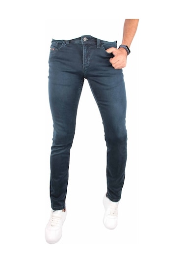 Likralı Koyu Renk Rahat Kalıp Erkek Örme Kot Pantolon (524189272) Koyu Mavi