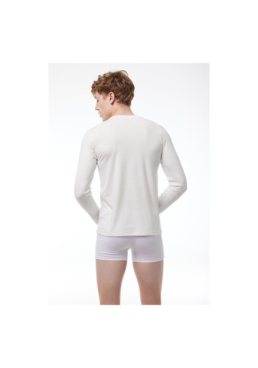 Malabadi Erkek Ekru Yuvarlak Yaka Uzun Kollu Viloft Termal Üst Içlik 609 Ekru