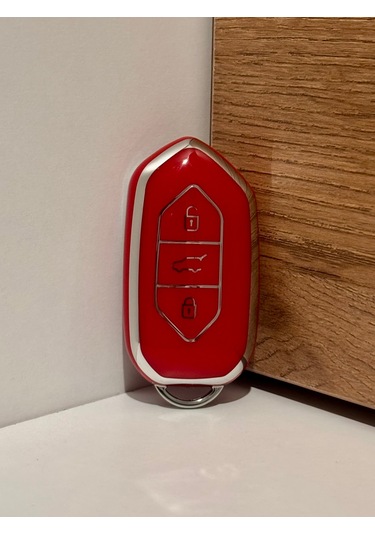 Togg T10x-t10f Uyumlu Anahtar Kılıfı Amblemli Kırmızı-gümüş