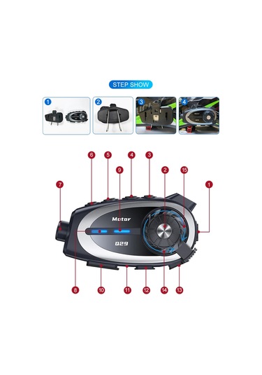 Q29 Motosiklet Kask İletişim Sistemi + Bluetooth Kulaklık + 1080p Hd Kamera