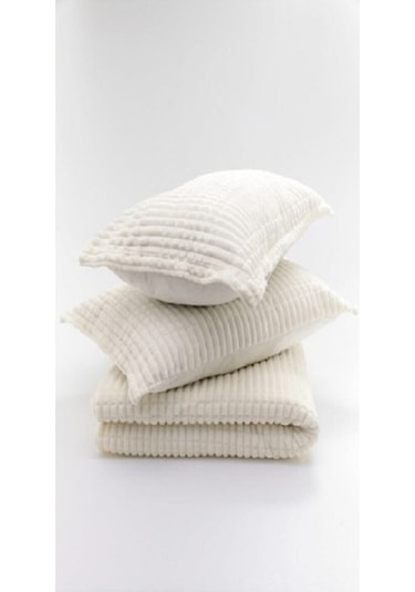Merinos Modern Line 3 Parça Yatak Örtüsü - Ekru Beyaz