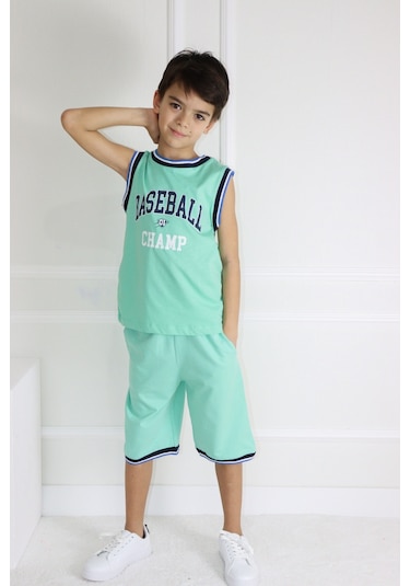 Erkek Çocuk Kolsuz Baseball Baskılı Basic Kaprili Takım 6-9 Yaş 001