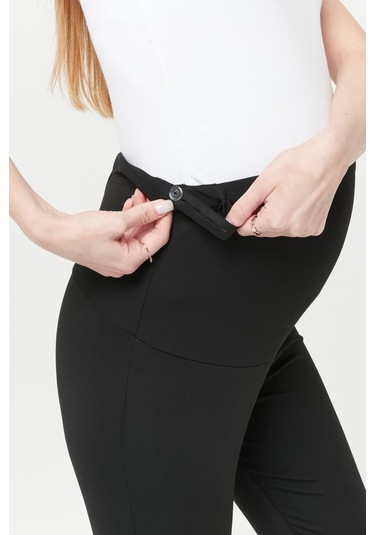 Luvmabelly Myra8065 Termal İçi Şardonlu Sıcak Tutan Beli Ayarlanabilir İspanyol Paça Hamile Tayt -siyah-siyah
