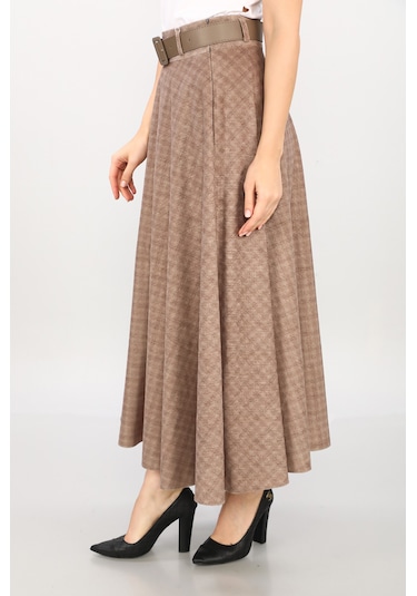 Soralline Kadın Etek Kışlık Fantazi Kumaş 779 Bej