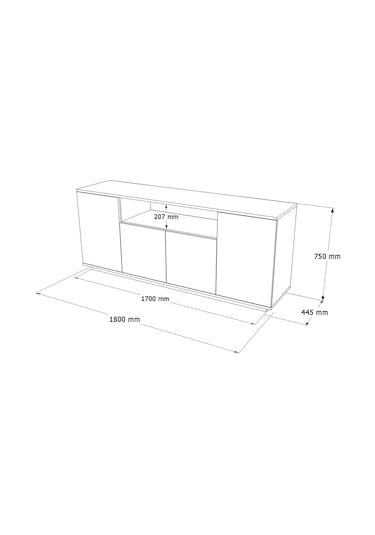 Robin Home Loft Konsol 4 Kapaklı Raflı 180cm Çam-antrasit