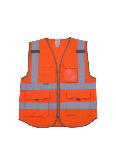 Skycity Vm-1027 Flüoresan Turuncu Xxl Çok Cebilli Yüksek Görünürlükli İş Güvenlik Yeleği İnşaat-çevre Temizliği Için