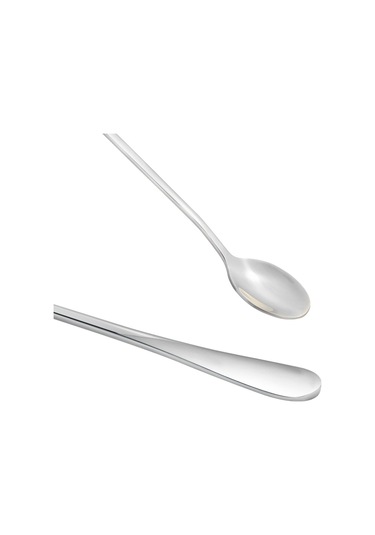 Kangvka 4 Adet Paslanmaz Çelik Uzun Saplı Kaşık Seti - Kahve, Çay, İçecek Ve Dondurma Karıştırma İçin Dayanıklı Ev Ve Bar Gereci Gümüş