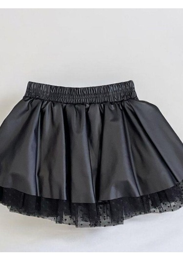 Kız Çocuk Beli Lastikli Tüllü Etek-14481 Siyah