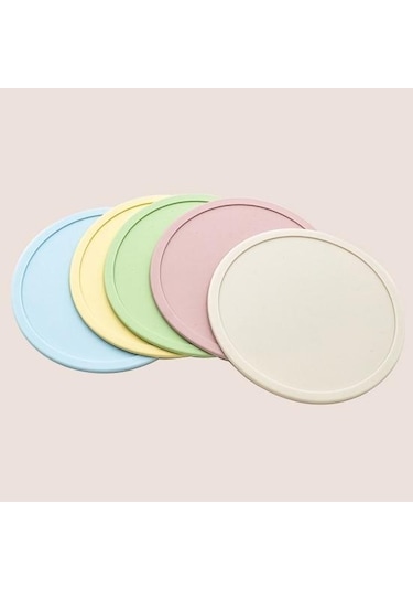 Yeşil Bardak Altlığı Isıya Dayanıklı Kaymaz Yükseltilmiş Kenar Yuvarlak Dökülmeye Dayanıklı Tezgah İçecek Kahve Çay Yeşil