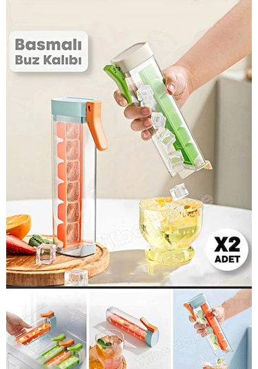 2 Adet Basmalı 6 Bölmeli Kare Buz Kalıbı Taşınabilir Buz Küpü Kalıbı Kare Buzluk Kokteyl Buz Kalıbı Çok Renkli