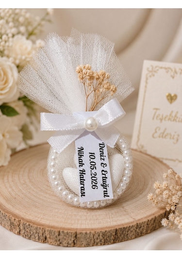 İnci Halkalı Nikah Şekeri 10 Adet