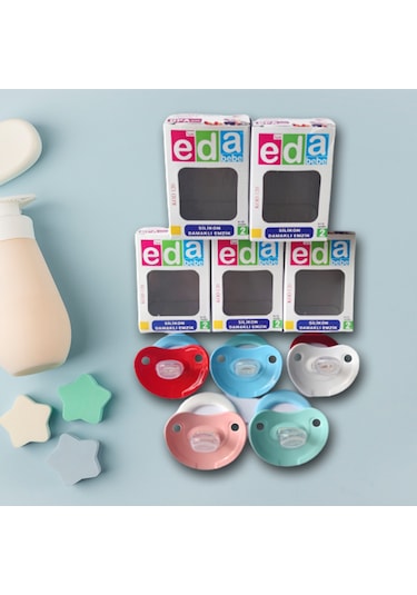 Eda Bebe Lüx Silikon Damaklı Emzik 5'li Ekomix Set - 6-18 Ay Çok Renkli