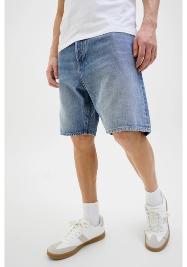 Jack & Jones Erkek Jjıtony Rahat Kesim Jean Şort 12269533 Mavi Mavi