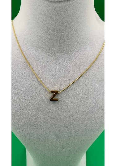 14k Altın Renginde Z Harf Minimal Model Çelik Kadın Kolye Altın