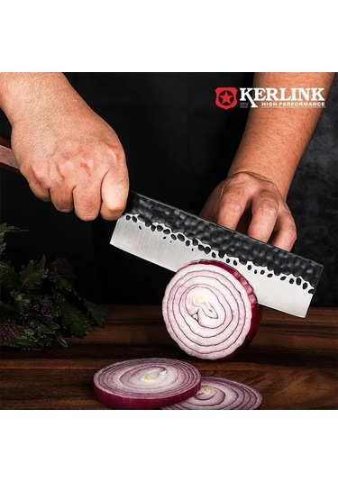 Novahub Bj05 7 İnç 440c Çelik Mutfak Bıçağı Ahşap Ahşap