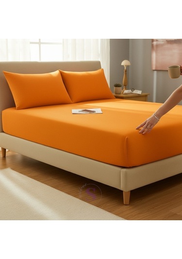Shules Collection Turuncu Çift Kişilik Çarşaf+yastık Seti %100 Pamuk Turuncu