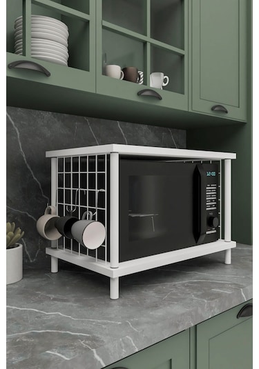 Mikrodalga Dolabı Beyaz B.d, Baharatlık, Iki Raflı Düzenleyici, Tezgah Üstü Raf Beyaz