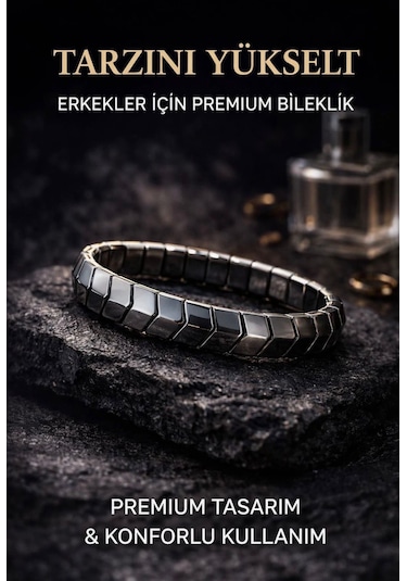 Hematit Bileklik, Premium Tasarım Metalik Gri